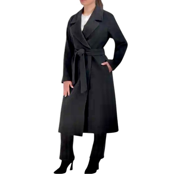 Cole Haan Signature Slick Wrap Coat with Faux Fur Trim - Picture 3 of 16